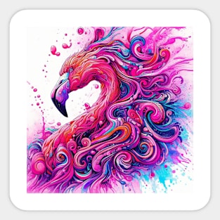 Abstract painting of a pink flamingo Sticker